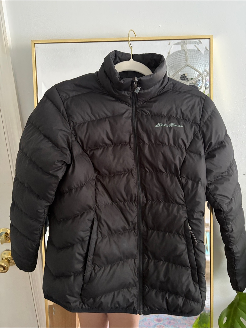 Eddie Bauer Black Quilted Down-Style Jacket